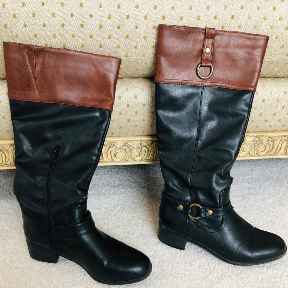 Rampage Faux Leather Black Boots